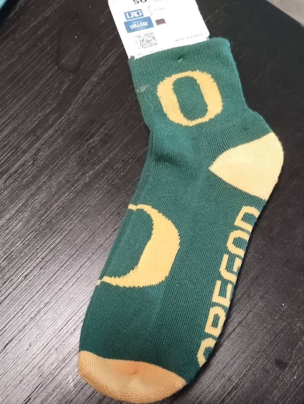 Lrg Green and Yellow Oregon Crew Socks